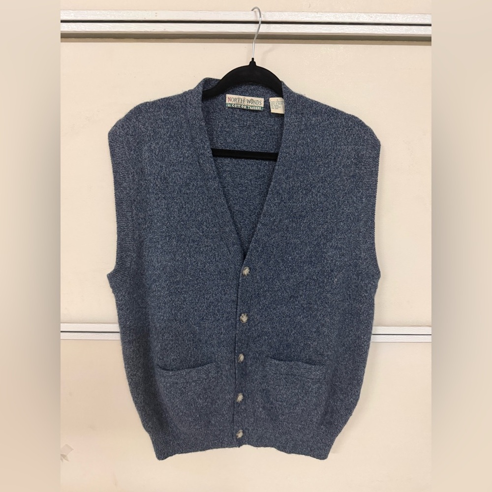 Vintage North Winds by Cotton Trader 100% Lamb Wool Tweeted Sweater Vest Sz L